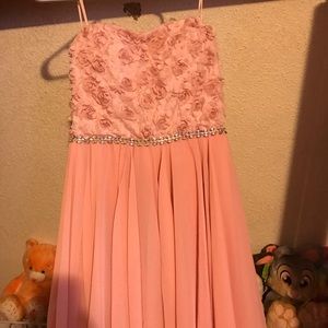 Pink strapless high-low dress